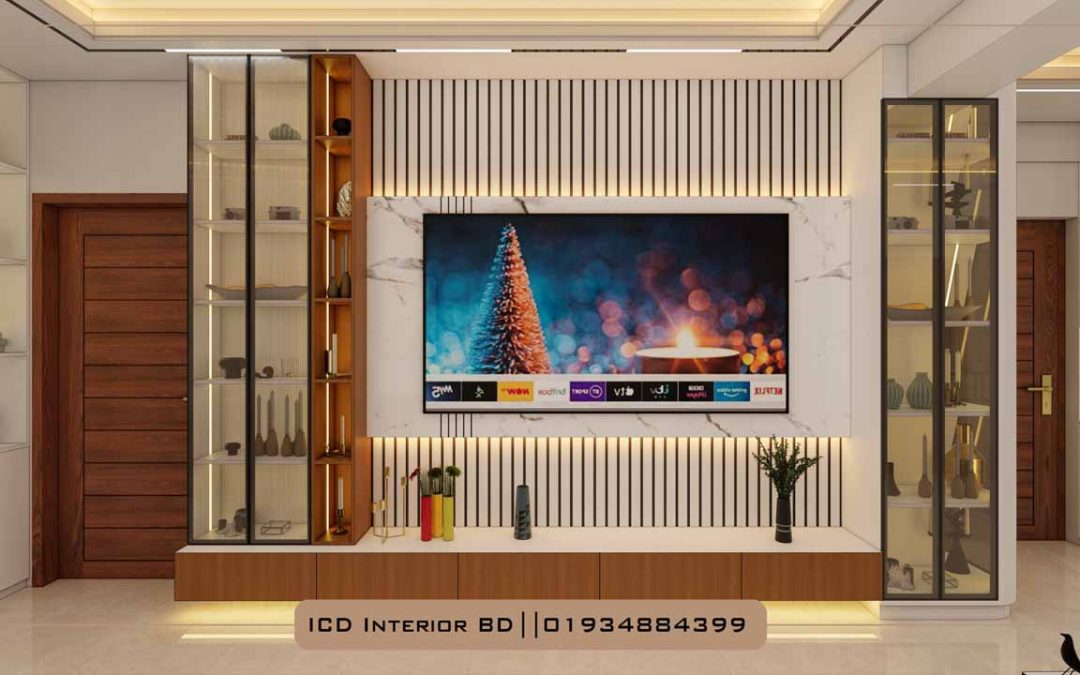 Modern residential interior design with living, dining, and kitchen areas